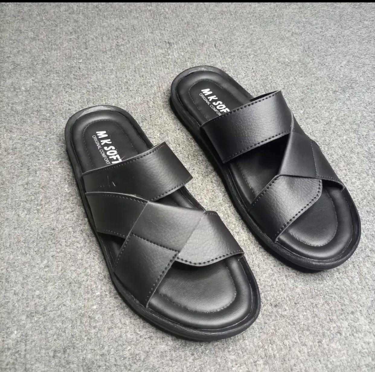 Men's Light Weight House Slippers - Comfortable Raxine (Black Color)