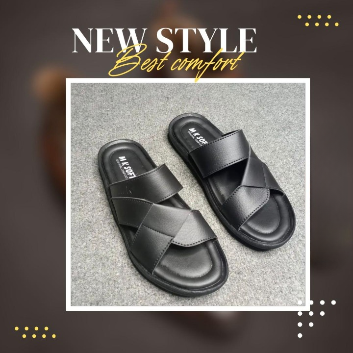 Men's Light Weight House Slippers - Comfortable Raxine (Black Color) - Image 2