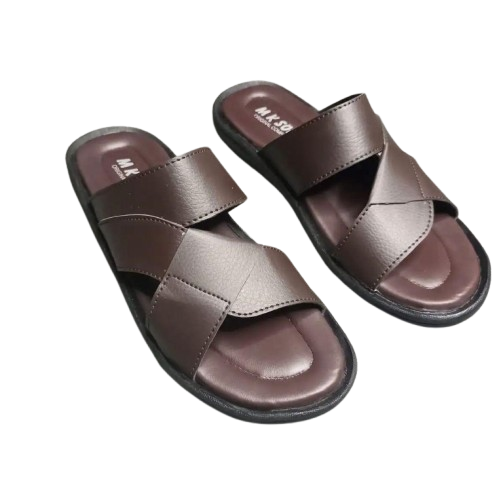 Men's Lightweight House Slippers – Comfortable & Durable Raxine Slides (Brown Color) - Image 3