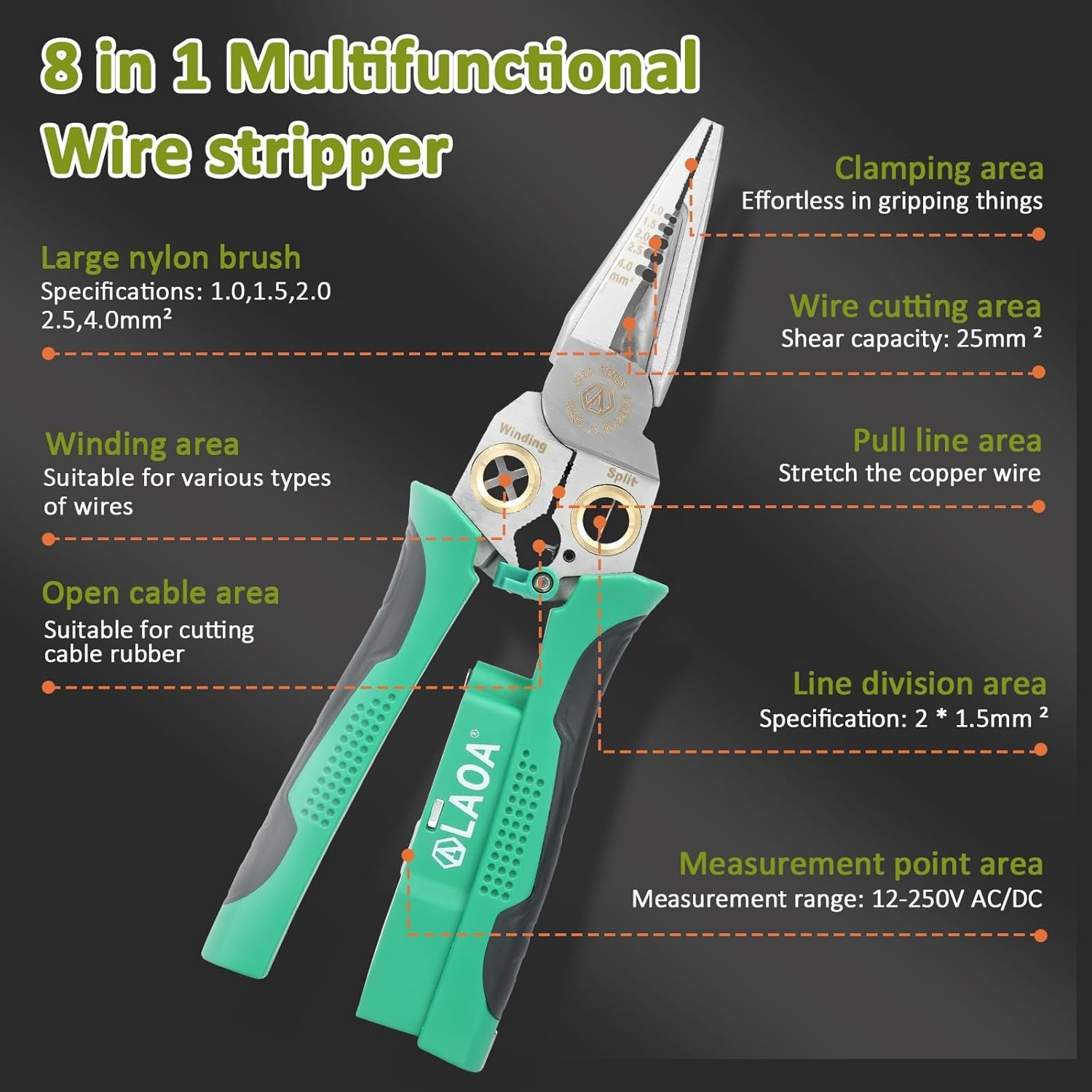 8-In-1 Wire Stripper & Voltage Tester – Multi-Purpose Electrical Tool For Professionals, Home Tool - Image 2
