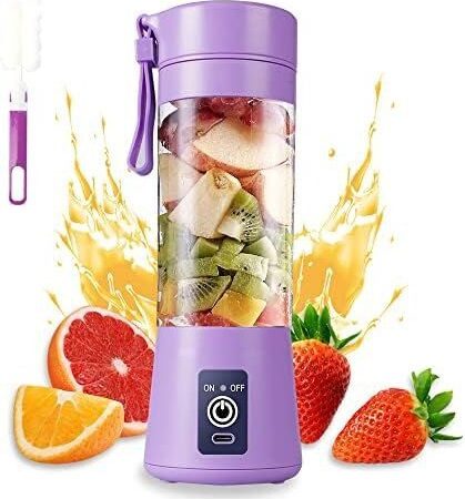 Rechargeable Portable Mini Juicer Blender – 6 Blades, 380ml Outdoor Juicing Cup [Random Color] With Box
