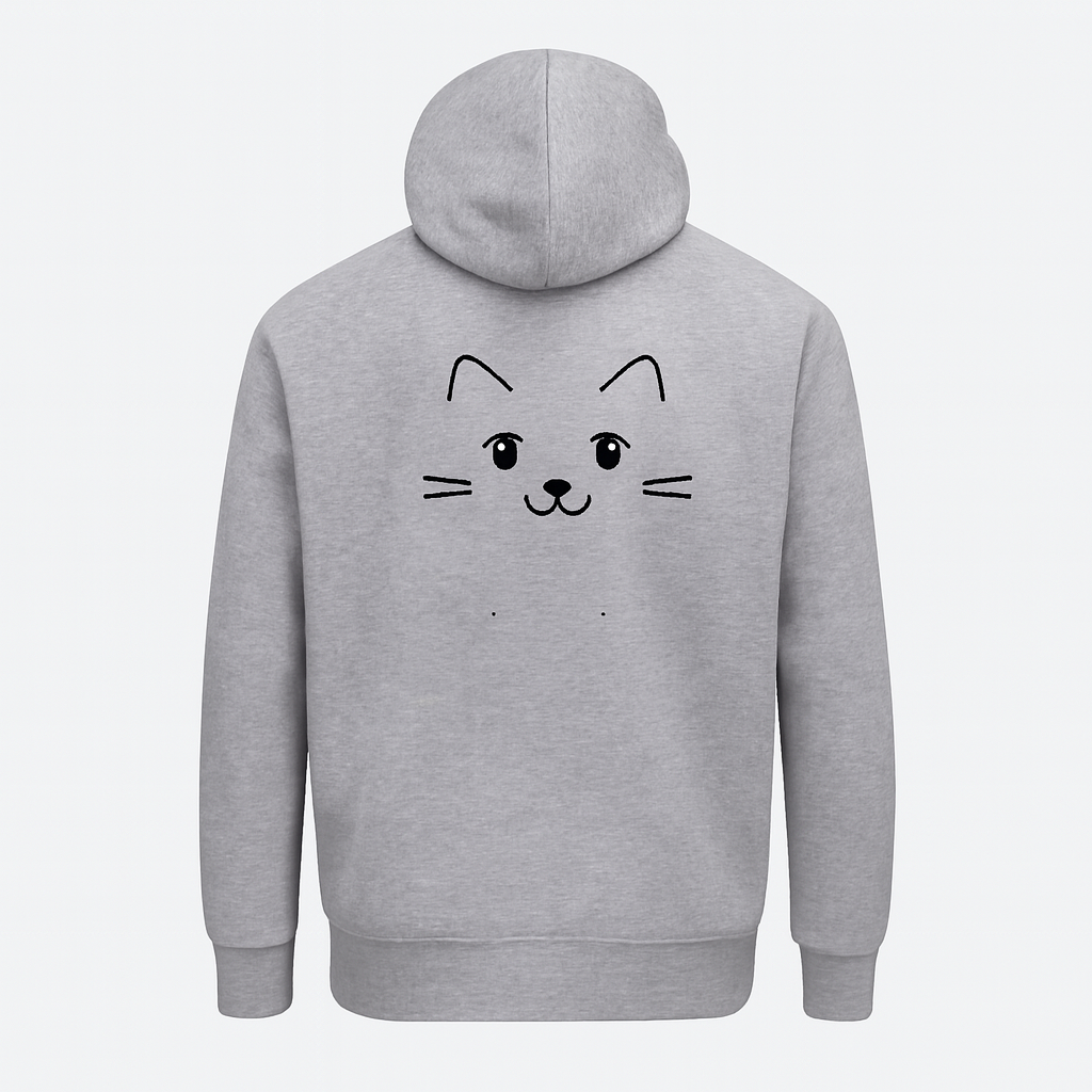 New Summer Collection Full Grey Hoodie Cute Cat Printed For Girl And Boys - Image 2