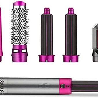5 in 1 Electric Hair Dryer Brush | Blow Dryer Hair Comb Curling Wand Detachable Brush Kit Negative Ion Straightener Hair Curler ( Random Color)