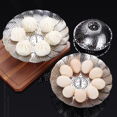 Stainless Steel Folding Vegetable Steamer Basket Stainless Steel Detachable Steaming Rack Steamer Tray for Kitchen Cookware