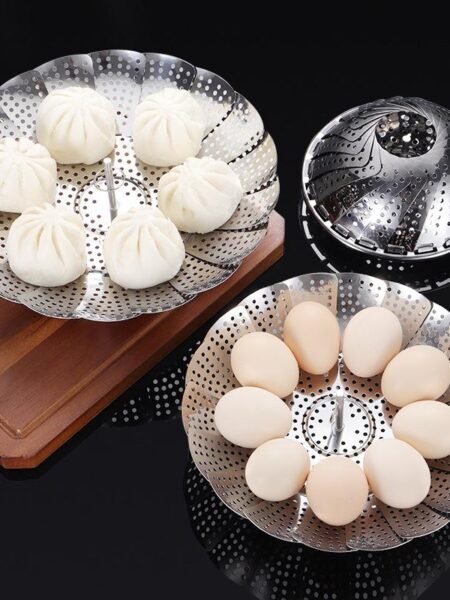 Stainless Steel Folding Vegetable Steamer Basket Stainless Steel Detachable Steaming Rack Steamer Tray for Kitchen Cookware