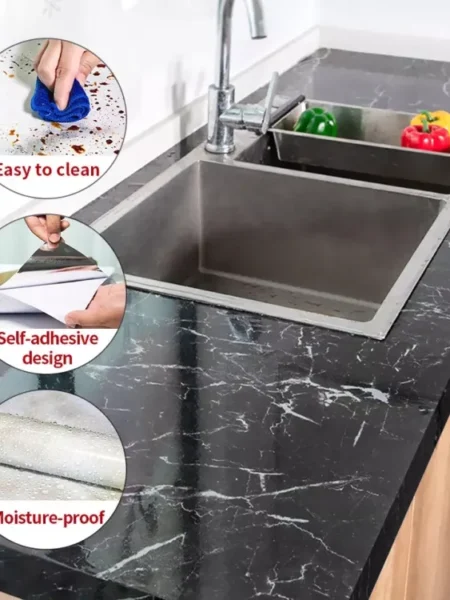 Self Adhesive Marble Sheet Sticker For Kitchen,(60×200) Cupboard, Wall – Anti Oil And Heat Resistant Wallpaper
