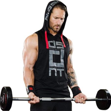 Black Gym Sleeveless Hood Tracksuit - Black Gym Sleeveless Hood Summer Tracksuit - Ready to Wear 2-Piece Set | Men's Sports & Jogging Wear 