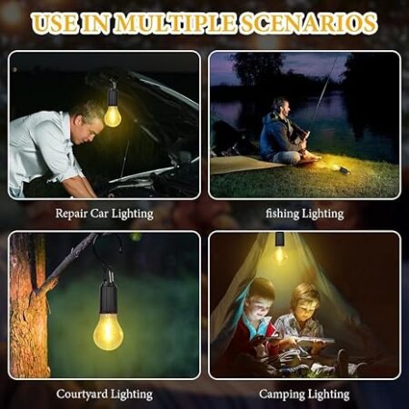Rechargeable Portable LED Camping Lantern, Tent Lamp with Clip Hook, Essentials Tent Accessories Emergency Camping Lights for Backpacking Camping Hiking Fishing Hurricane Outage type -c charging
