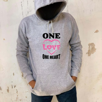 New Summer Collection Full Grey Hoodie one love one heart  Printed For girl And Boys