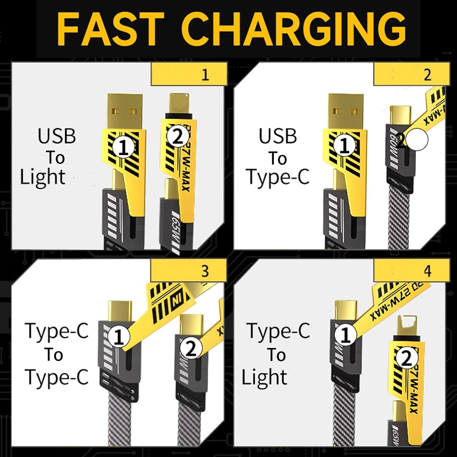 4-in-1 Multi USB Charging Cable – For IPhone and Type C | Fast PD Charger Cord for iPhone, iPad, Samsung, MacBook - Image 2