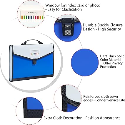 Plastic Expanding Bag File Folder - Plastic Expanding File Folder - Multi-Pocket Accordion Document Organizer with Snap Closure for Office & School Use - Image 3