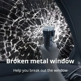 High-Power LED Torch Light – Rechargeable Flashlight with Tactical Hammer & Power Bank With Box, Random color