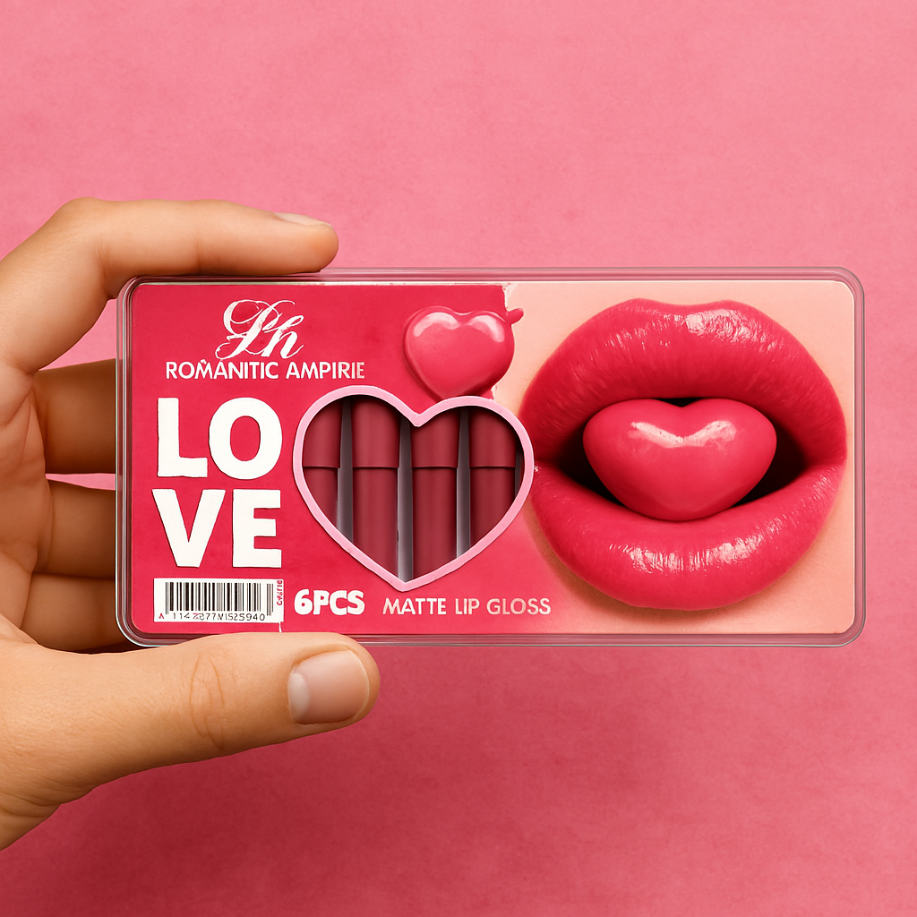 GR Romantic Love Matte Lip Gloss Set – 6 Pcs Rich Red & Maroon Shades, Smooth Velvety Finish, Long-Lasting Color, Comfortable & Elegant Everyday Wear - Image 2