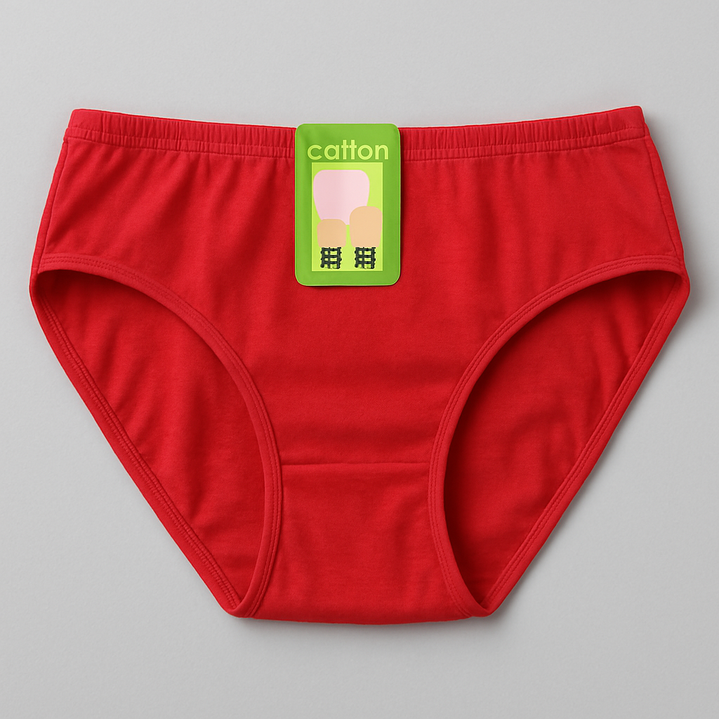 Jersey Plain Panty for Women – Soft & Comfortable Everyday Underwear, Lightweight and Breathable Lingerie in Red (1 Piece) - Image 3
