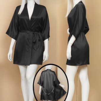 Satin Gown/Robe – Short Length with Waist Tie (DC-1001)