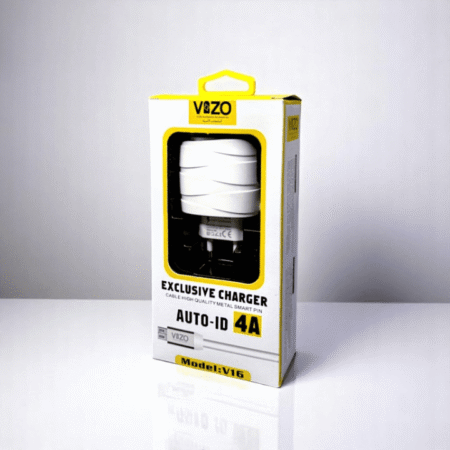 Vizo V16-Type-C – 4A Smart Fast Charger (3 USB Ports + Built-in Type-C Cable) | Best Quality Type-C Charger For Android - Mobile Phone Charger - Android Charger