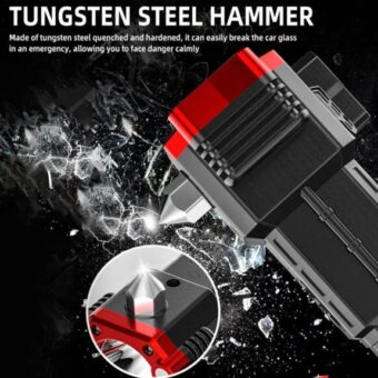High-power Led Torch Light Rechargeable Flashlight And Multi functional Tactical Hammer & Power Bank To Charge the Phone With Box ( Random Color )