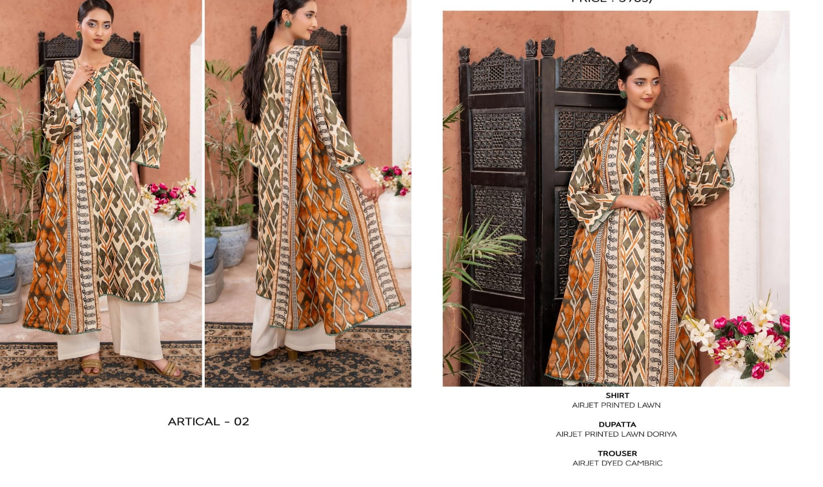 ✨ ZESH ✨ 3 PieceUnstitched Suit ZESH SUMMAER LAWN COLLECTION 2025