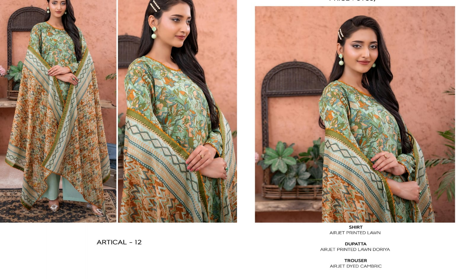 ✨ ZESH ✨ 3 PieceUnstitched Suit ZESH SUMMAER LAWN COLLECTION 2025 - Image 2