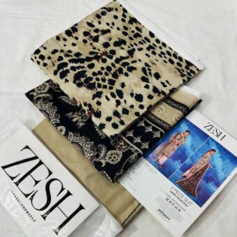 ✨ ZESH   ✨ 3 PieceUnstitched Suit ZESH SUMMAER LAWN COLLECTION 2025