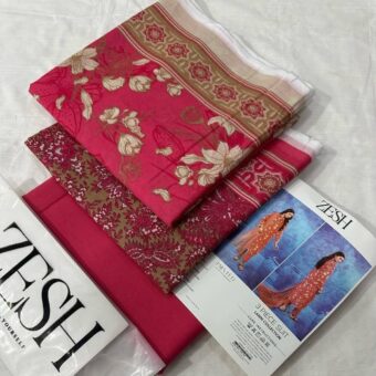 ✨ ZESH   ✨ 3 PieceUnstitched Suit ZESH SUMMAER LAWN COLLECTION 2025