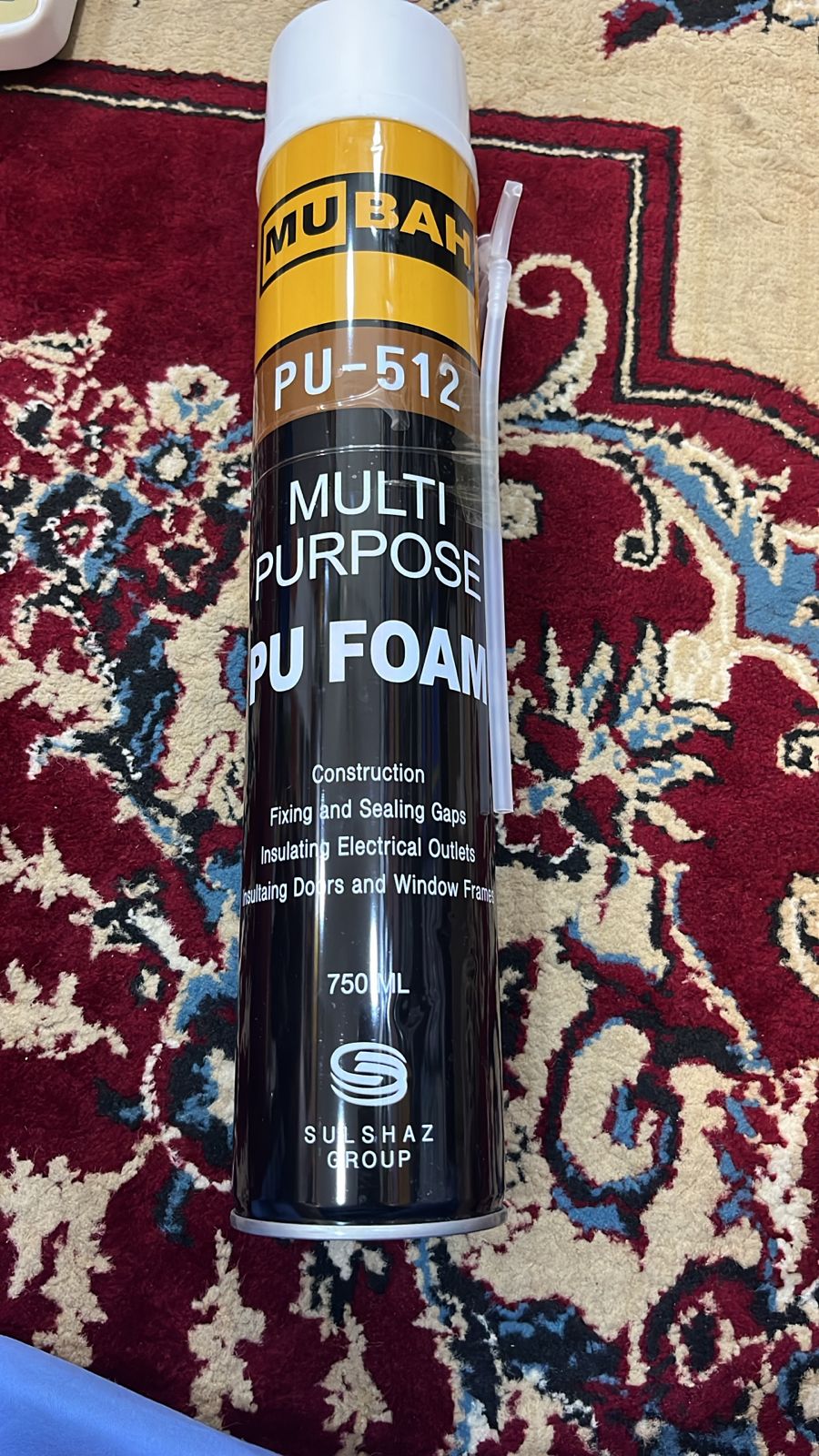 Mubah PU Foam Spray 750ml – Multipurpose Expanding Foam for Gaps, Joints, and Crack Filling | PU 512 High-Performance Sealant