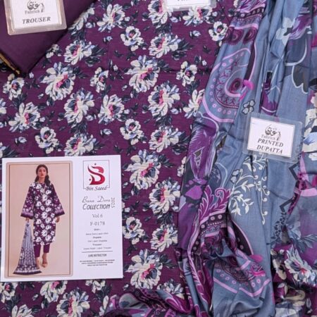 ✨ BINSAEED❤️  Bana Dora 3piece Unstitched Suit SUMMAER LAWN COLLECTION