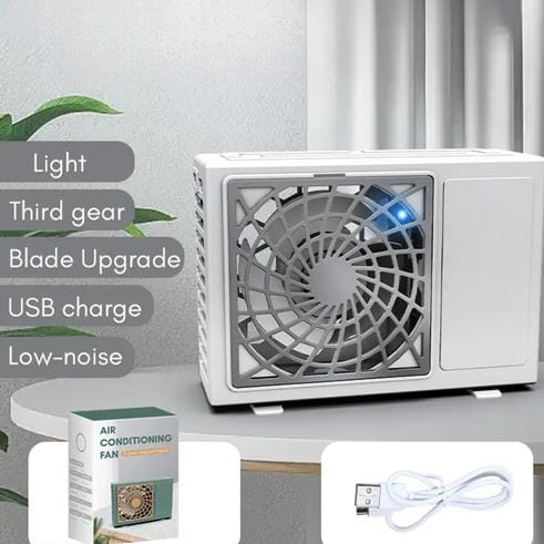 Portable Rechargeable Air Conditioning Fan – Compact Mini Cooler with 3 Speed Settings | USB Charging | Personal Cooling Fan for Home, Office, Travel (With Box) - Image 3