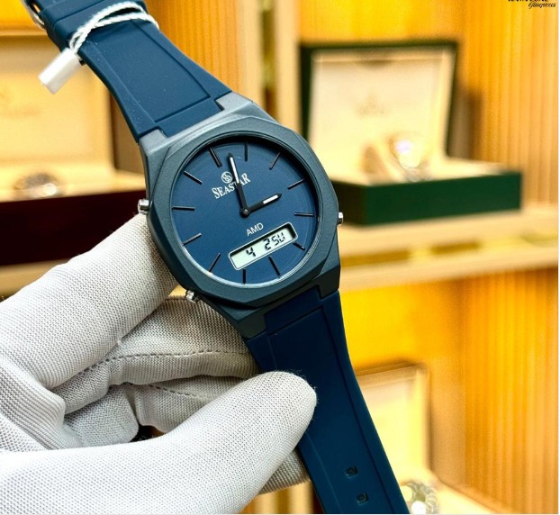 SEASTAR SS-1110Gc Men’s Waterproof Quartz Watch – Analog Digital Display, Silicone Strap, Premium Build (Without Box) - Image 2