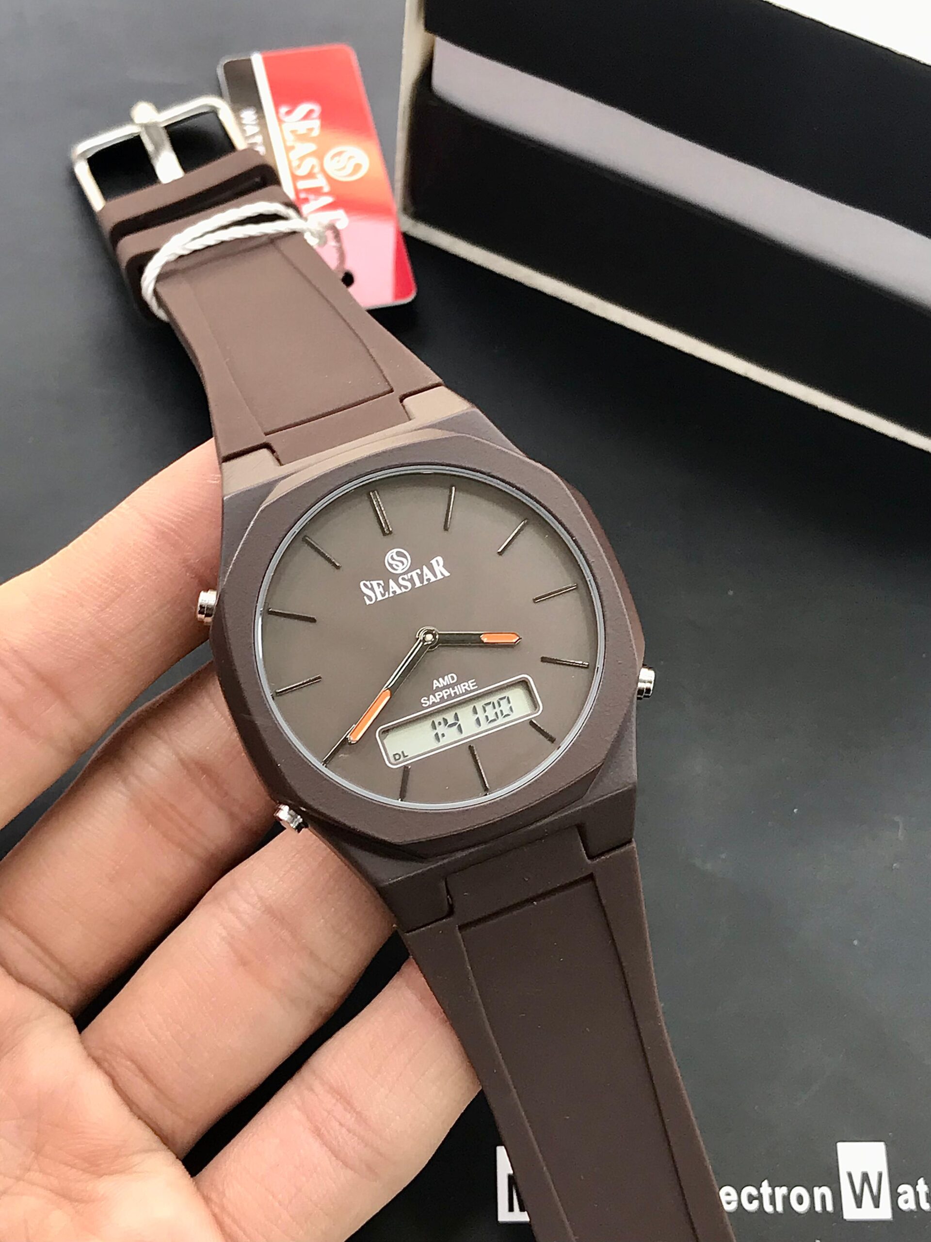 SEASTAR SS-1110Gc Men’s Waterproof Quartz Watch – Analog Digital Display, Silicone Strap, Premium Build (Without Box) - Image 4