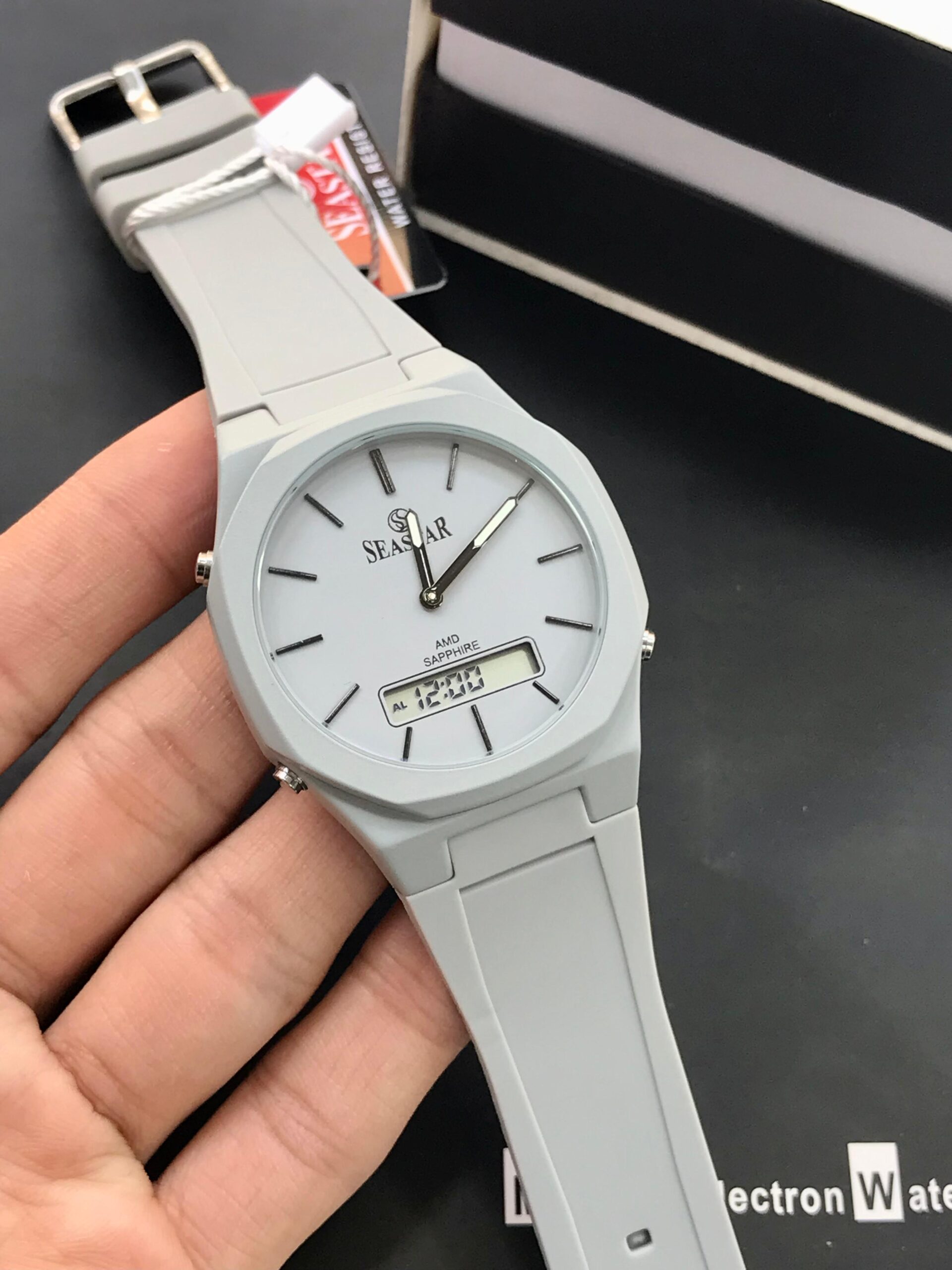 SEASTAR SS-1110Gc Men’s Waterproof Quartz Watch – Analog Digital Display, Silicone Strap, Premium Build (Without Box) - Image 5