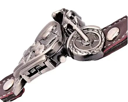 Men’s Motorcycle-Inspired Analog Wrist Watch with Bike Look Stainless Steel Dial – Stylish Daily Watch with Premium Leather Strap (Without Box) - Image 2