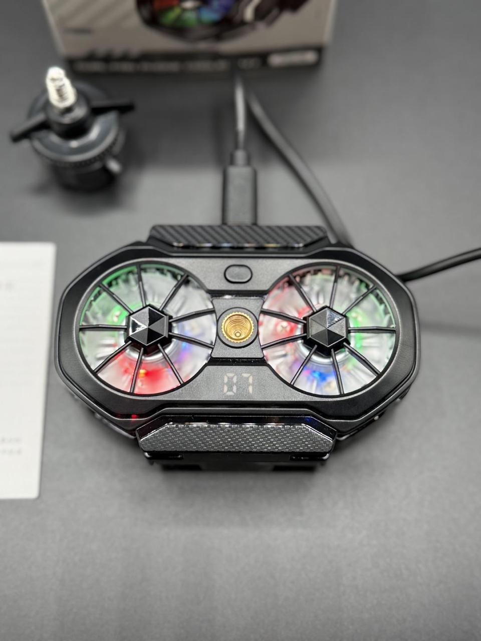 FS06 Semiconductor Cooling Mobile Phone Cooler Radiator Dual Fans Digital Display for Live Streaming with Universal Wheel - Image 2