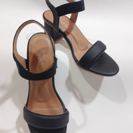 Women's Black Heel Sandals | Open Toe with Comfortable Strap Design – Black