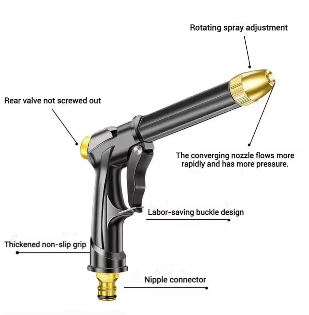 High-Pressure Hose Nozzle Gun Set – Adjustable Spray Watering Tool with Ergonomic Handle, Leak-Proof Design - Image 2