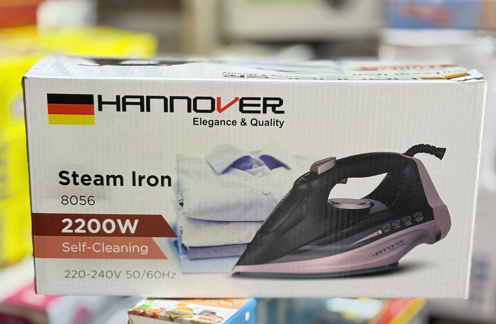 Hannover Steam Iron – 2200W German Lot | Ceramic Soleplate, Vertical & Burst Steam, Self-Cleaning, Adjustable Temperature Control - Image 4