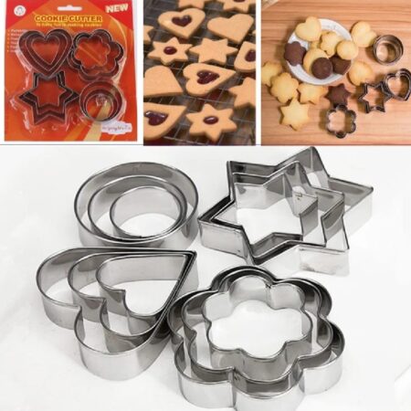 12-Piece Stainless Steel Cookie Cutter Set – 4 Assorted Shapes for Baking, Pastry, and Crafts