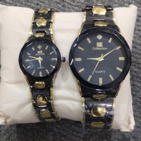 Elegant Couple Watch Set – Luxury Quartz Wristwatches for Him & Her with Dual-Tone Metal Strap