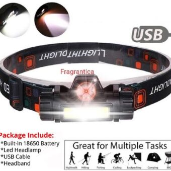 Rechargeable High Power LED Headlamp – Waterproof Headlight with Adjustable Brightness, Magnetic Side & Ergonomic Strap for Camping, Hiking, Fishing & Outdoor Use