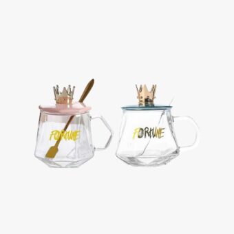 Golden Crown Sugar Pot with Lid & Spoon – Elegant Storage Jar for Sugar, Tea, Coffee & Spices