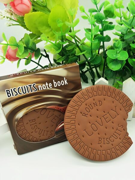 Biscuit Shaped Notebook – 80 Pages Round Steno Pad for Students, Artists & Kids – Fun Chocolate Biscuit Design, Portable Memo Notepad for Notes, Sketching, Doodling & Creative Writing
