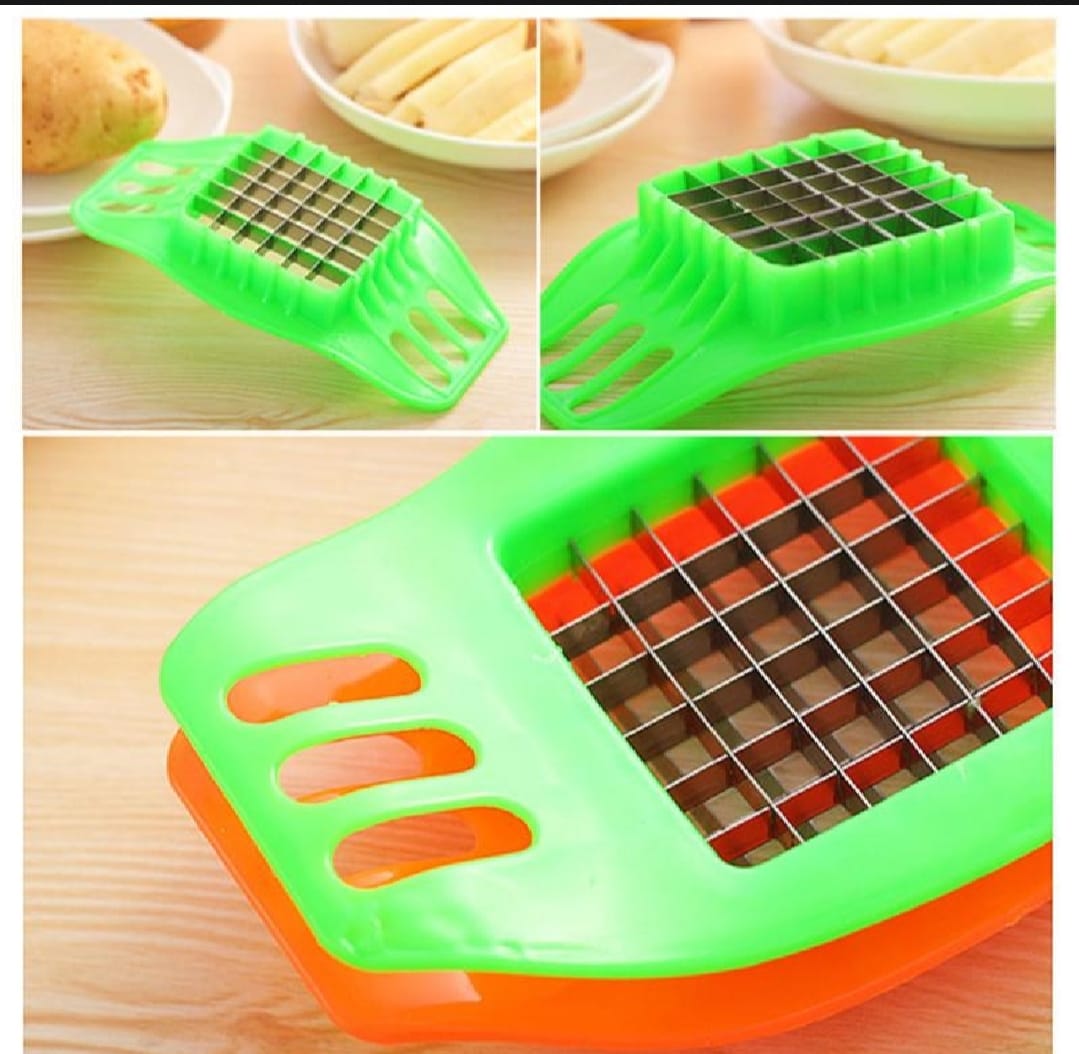 Multifunctional Potato Cutter and French Fry Maker – Stainless Steel Vegetable and Fruit Slicer, Chopper, Dicer, Kitchen Tool for Cutting Fries, Chips, and Healthy Snacks – Durable ABS Handle with 36-Blade Grid (Random Color) - Image 4