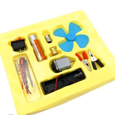 Bulb and Fan Electric Science Experiment Kit for Kids and Adults – DIY STEM Educational Toy for Physics Projects, Model Building, and Circuit Learning – Hands-On School Science Experiment Kit with Motor, Fan, Bulb, and Accessories (Random Color)