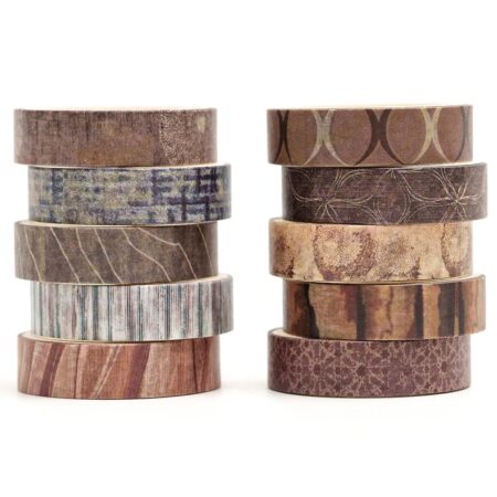 Songdao 10 Rolls Fantasy Washi Tape Set Texture Arts Adhesive Tapes Basic Patterns Decorative Masking Tape Sets for Craft, Kids, Scrapbook, DIY, Gift Wrapping (Style Four)