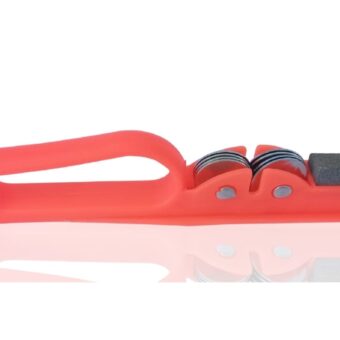 Professional Knife Sharpener with 8-Wheel Blades & Sanding Stone | Durable Plastic Grip, Coarse & Fine Sharpening Slots for Kitchen Knives | Compact & Reliable Knife Filer for Quick Sharpening & Polishing (Random Color)