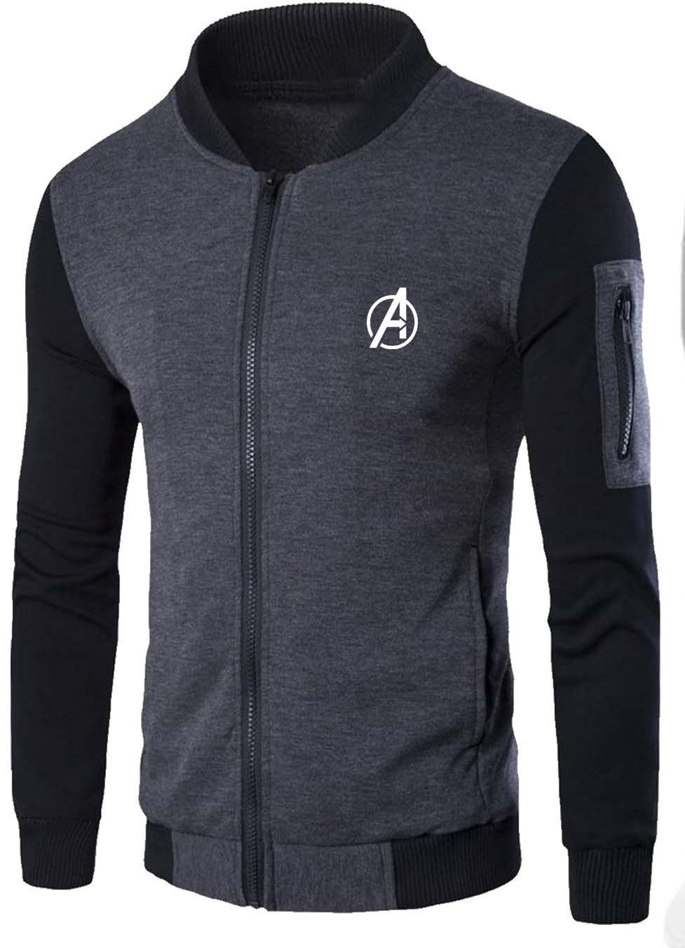 New Winter Collection Charcoal Grey Avenger Printed Zipper Jacket for Men & Boys – Premium French Fleece, Stylish, Comfortable & Durable Winter Wear - Image 3