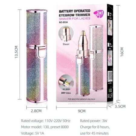 2 in 1 Electric Eyebrow Trimmer & Shaver Model 203A – Rechargeable, Painless Hair Removal for Women