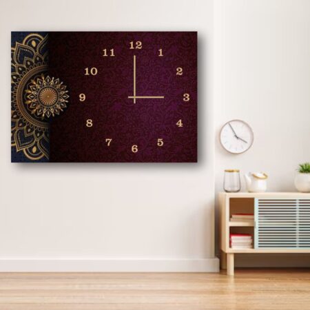 Elegant Digital Printed Wooden Wall Clock – 12x16 Inch Decorative Hanging Clock with Mandala Design | Premium Quality Wall Décor (Without Battery)