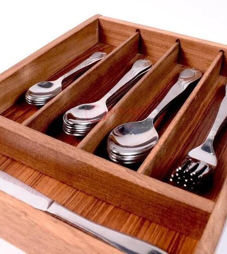 Wood Utensil Holder & Flatware Organizer Tray for Dining and Kitchen Use | Wooden CUTLERY REST WOOD | Wooden Cutlery Rest Tray