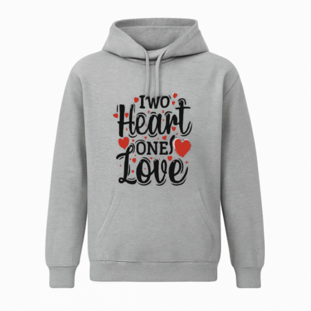 New Summer Collection Full Grey Hoodie TWO HEART ONE LOVE Printed For Girl And Boys